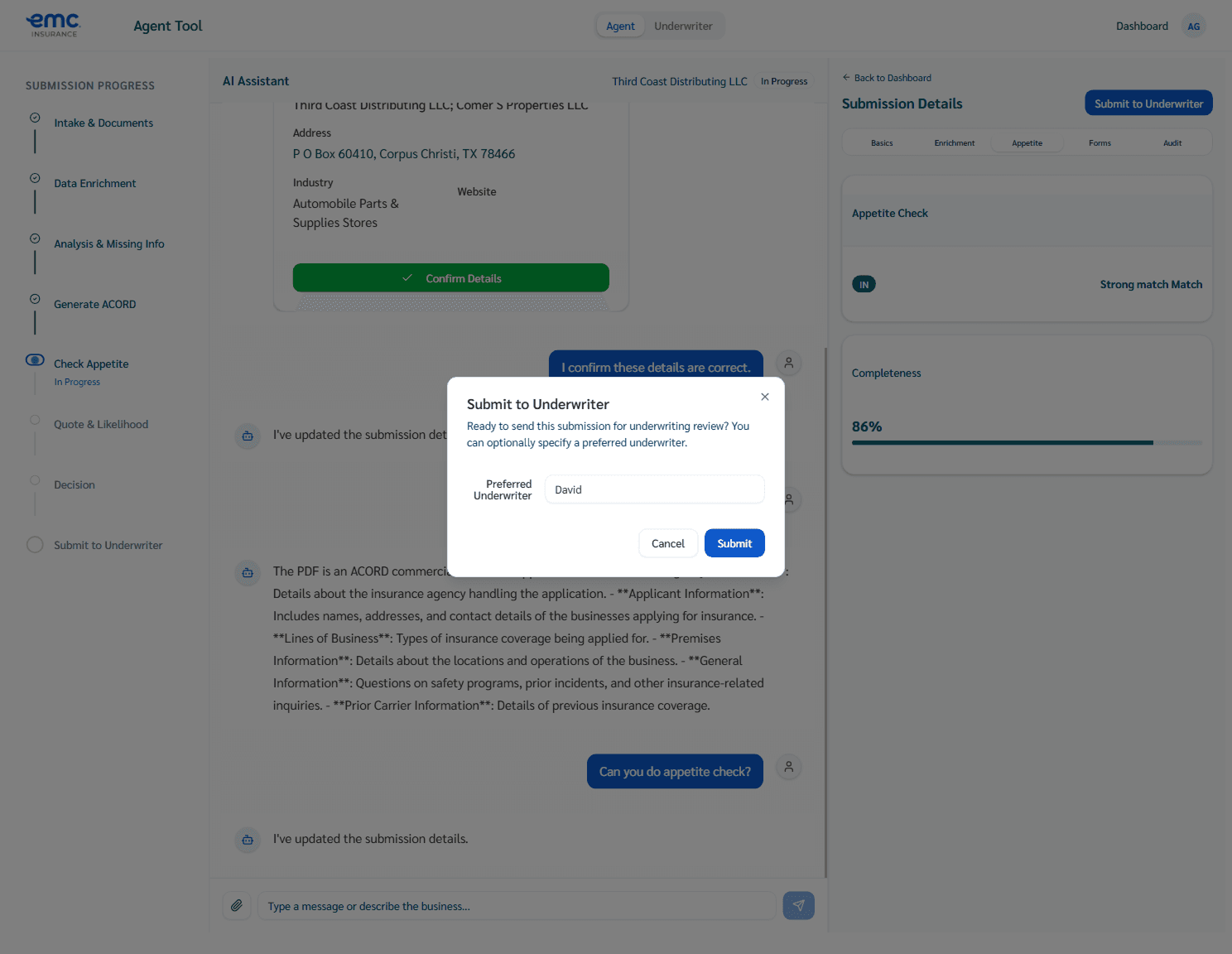 Underwriter Portal Interface